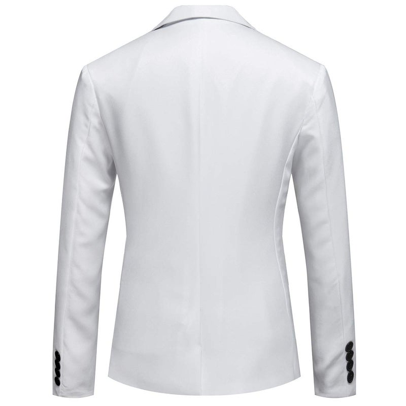 YFFUSHI Men's Casual Jacket Slim Fit Suits One Button Notched Lapel Business Daily Lightweight Blazert White - Image 2